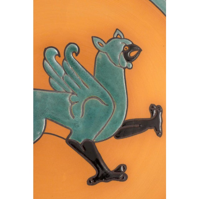 Decorative Griffon Wall Plate in Terracotta and Cloisonné Enamel from Studio Wallada, Spain, 1980s For Sale - Image 6 of 12