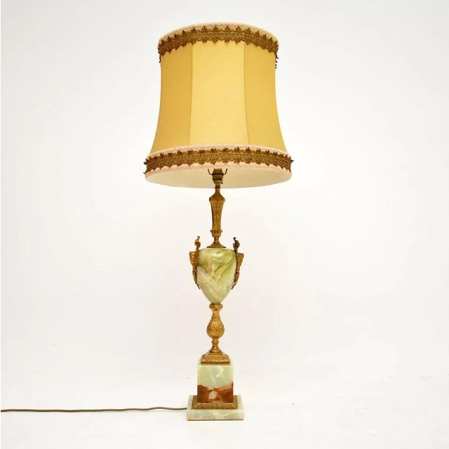 Large Vintage French Onyx & Gilt Metal Table Lamp, 1930s For Sale - Image 9 of 9