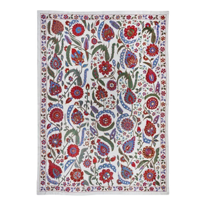 7.6x10.6 ft Silk Embroidery Wall Hanging, Crochet Bedspread, Boho Wall Decor