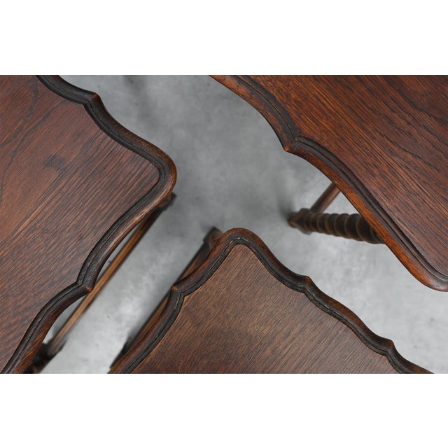 Antique Oak Barley Twist Nesting Tables, England, 1900, Set of 3 For Sale - Image 16 of 18