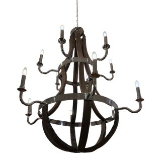 Restoration Hardware Twelve Light Wine Barrel Chandelier For Sale