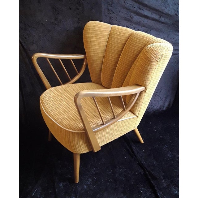 Brown Mid-Cotury Cocktail Armchair in Beech, 1950s For Sale - Image 8 of 11