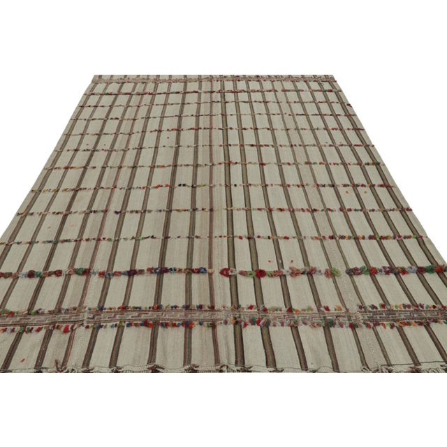 Tribal 1950s Vintage Afghani Tribal Kilim Textural Rug With Stripes For Sale - Image 3 of 7