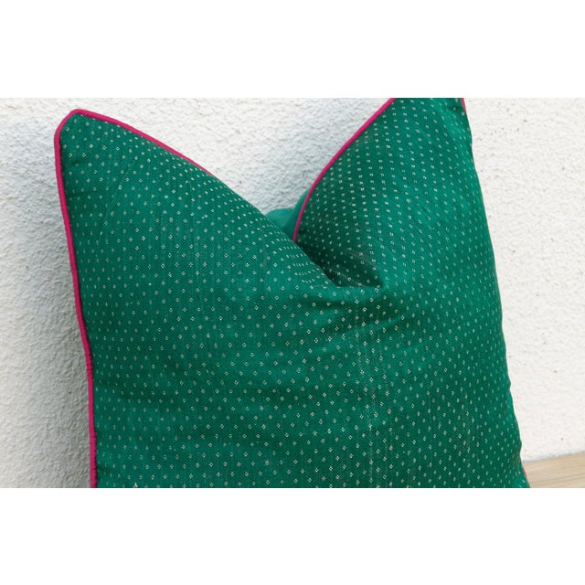 Juhi Green Dotted Ahir Handloom Pillow For Sale - Image 4 of 6