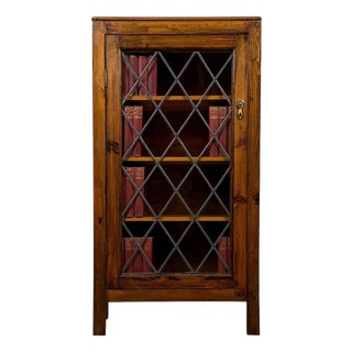 20th Century English Rustic Glazed Pine Display Cabinet For Sale