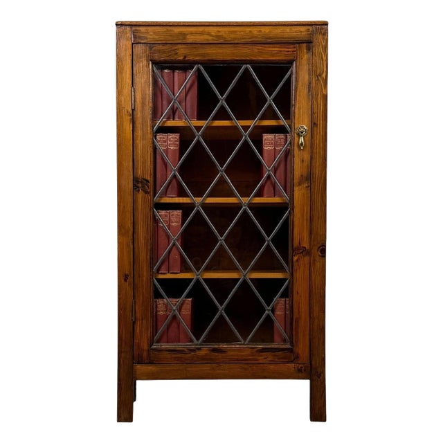 20th Century English Rustic Glazed Pine Display Cabinet For Sale