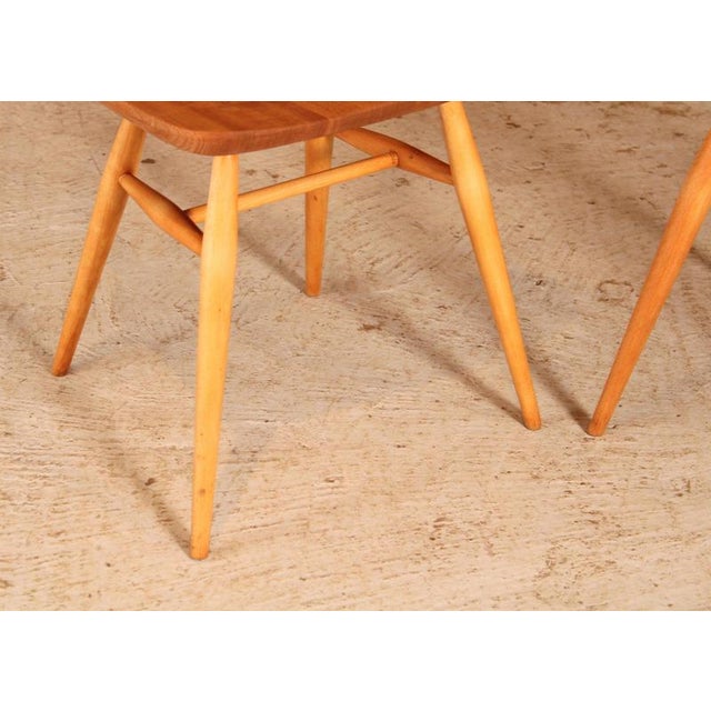 Blue Mid-Century Modern Model 400 Chairs in Elm and Beech from Ercol, 1960s, Set of 3 For Sale - Image 8 of 12