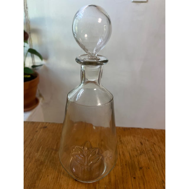 Antique Hand Blown Glass Decanter With Agave Leaf and Beautiful Globe Top For Sale - Image 4 of 14