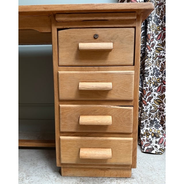 Oak Half-Ministerial Desk, 1950s For Sale - Image 12 of 13