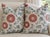 A beautiful pair of custom designer pillows featuring Lee Jofa Eldora Print in Sky/Brick from the Clare Prints collection....
