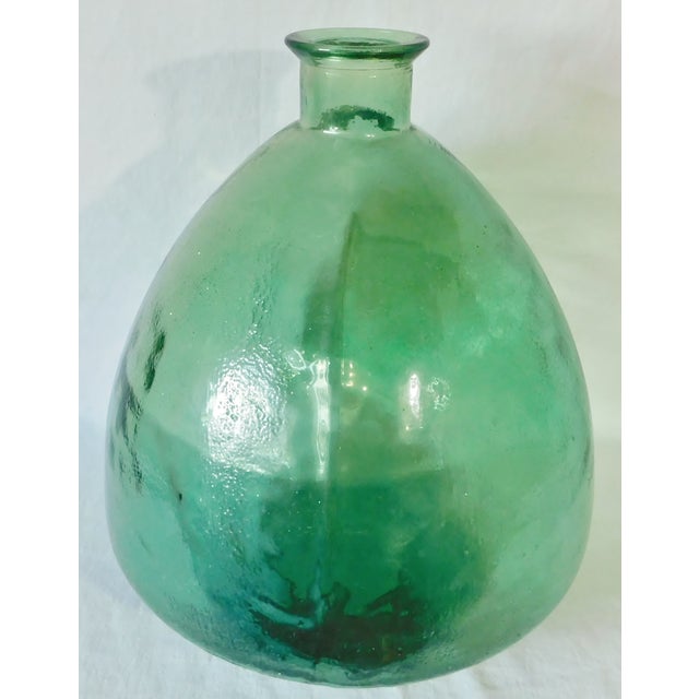 Very Large Heavy Vintage 28" Green Rounded Triangular Shaped Glass Bottle Floor Vase Chairish