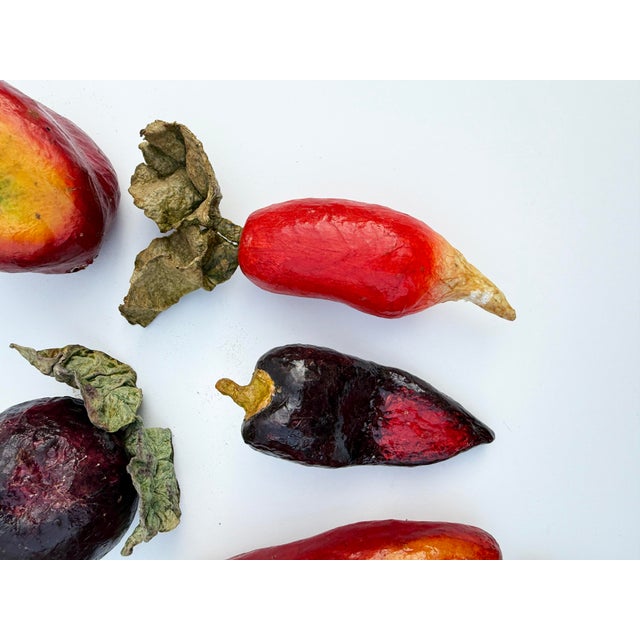 French Country Vintage Handmade Papier-Mâché Garden Vegetables - Set of 9 For Sale - Image 3 of 5