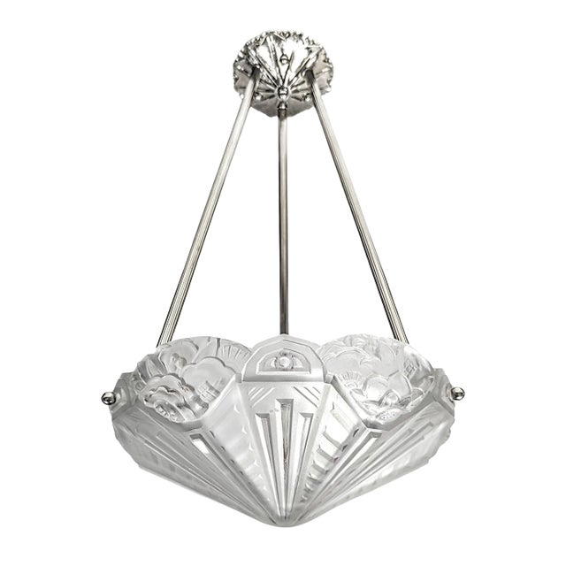 French Art Deco Pendant Chandelier by Hanots For Sale
