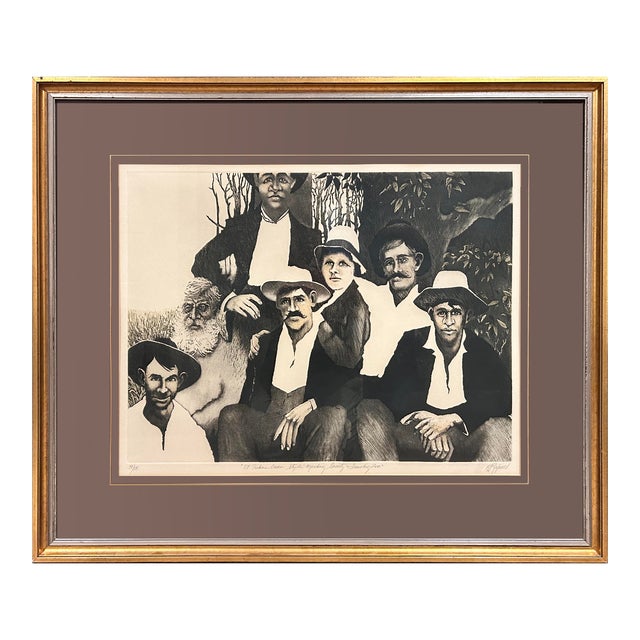 "Ft Pickens Cream Style Marching Society and Traveling Zoo" Color Etching by Dale Rayburn, 39/100 For Sale