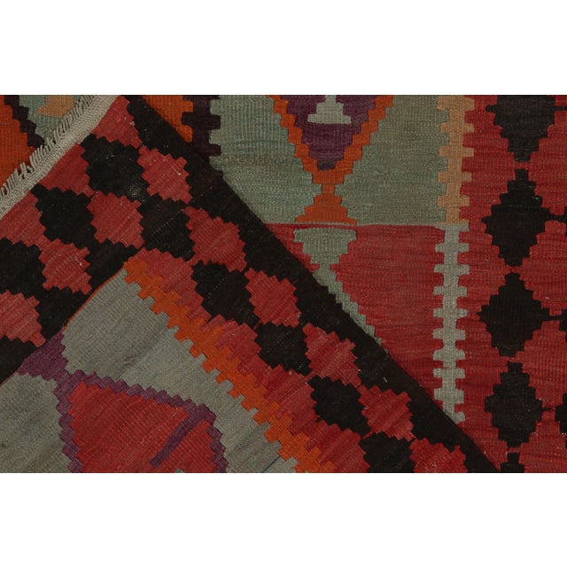 Textile Vintage Persian Kilim Rug in Red, Orange and Blue Tribal Geometric Patterns For Sale - Image 7 of 7