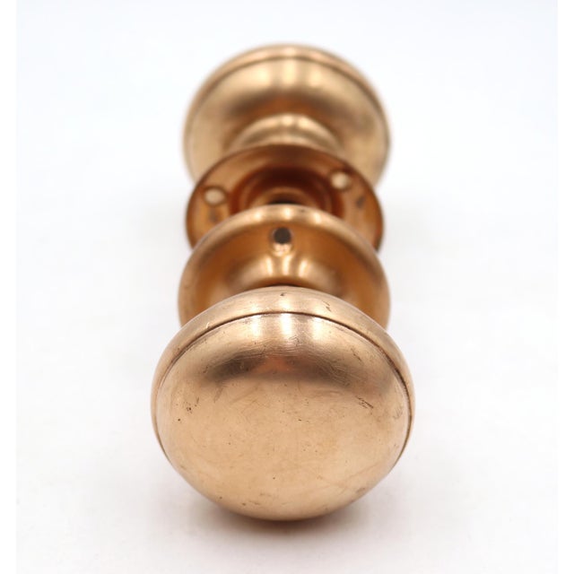 Mid 20th Century Vintage Classic Passage Brushed Brass Door Knob Set For Sale - Image 5 of 5