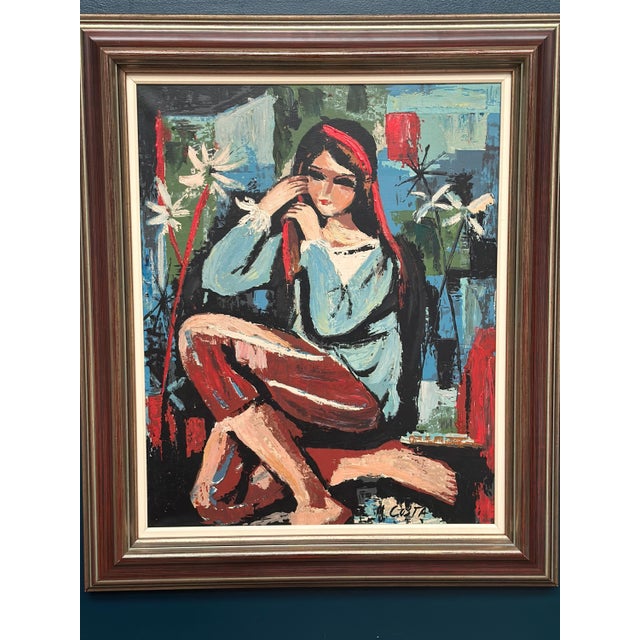 M. Costa, Portrait of a Young Lady, 1960s, Oil Painting on Canvas, Framed For Sale - Image 15 of 18