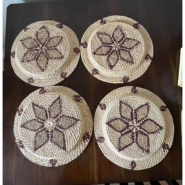 Vintage Rattan Woven Plate Chargers, Set of 4 For Sale - Image 4 of 6