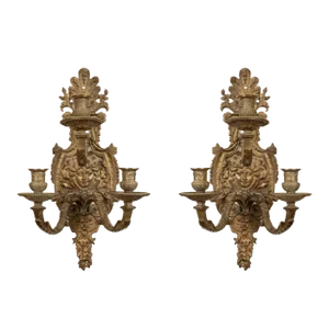 French Louis XIV Style Bronze Sconces - A Pair
