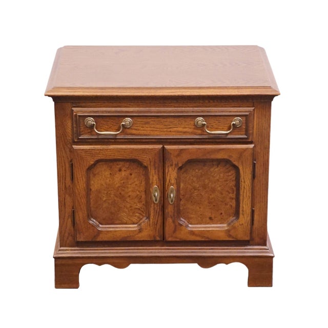 American Bassett Furniture Solid Walnut Early American 26" Cabinet Nightstand 260-2060-271 For Sale - Image 3 of 14