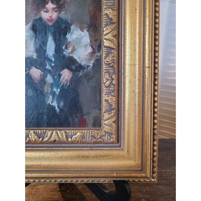 Ramon Kelley Oil Painting Portrait of a Young Girl in a Victorian Dress For Sale - Image 9 of 11