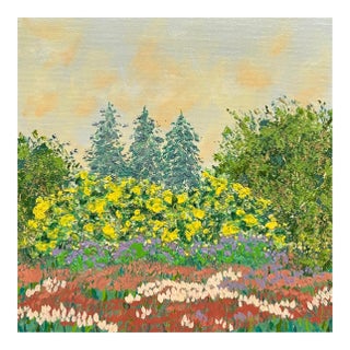 Nature's Bounty 8" X 8" Acrylic Original Painting Wall Art Mixed Media Decor For Sale