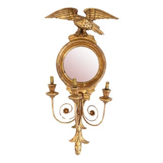 Gilt Neo-Classical Mirror Girandoles Eagle, Set of 2 For Sale