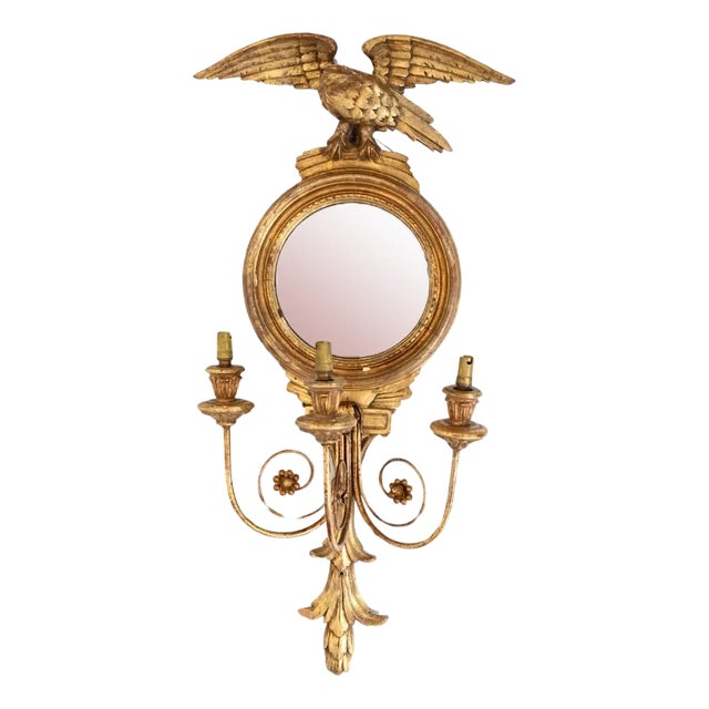 Gilt Neo-Classical Mirror Girandoles Eagle, Set of 2 For Sale