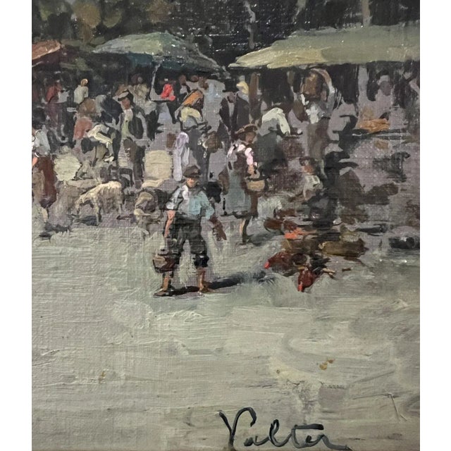 Valter, Busy Market Place, Oil on Canvas & Cardboard, 1890s-1910s, Framed For Sale - Image 3 of 11