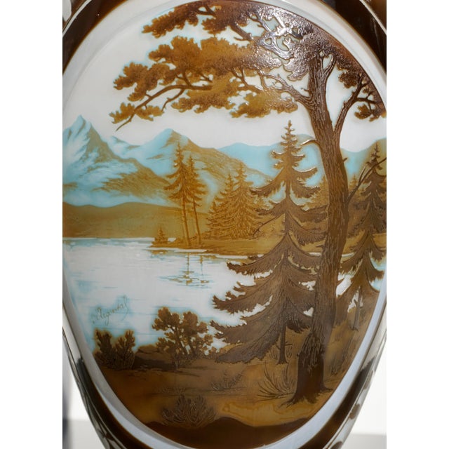 Art Deco Monumental D’Argental Paul Nicolas Cameo Landscape Vase For Sale - Image 3 of 9