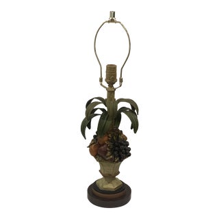 Vintage 1970 Fruit and Palm Leaves Lamp For Sale