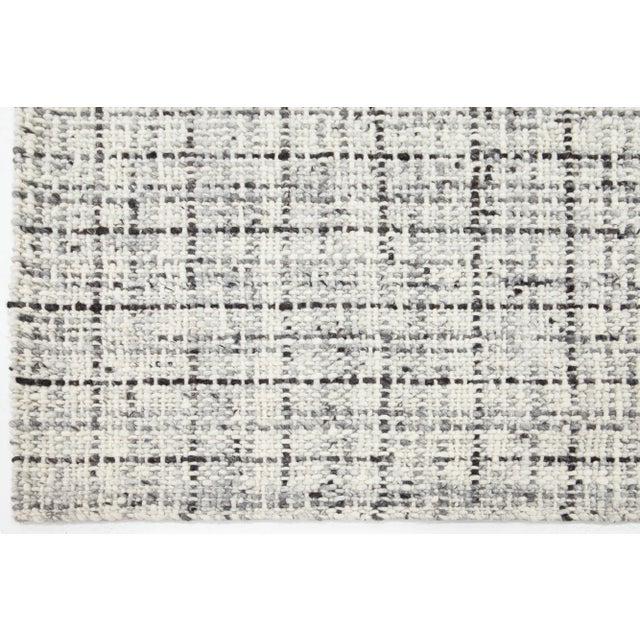 Textile Ivory and Gray Contemporary Felted Handmade Wool Rug by Apadana For Sale - Image 7 of 10
