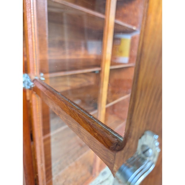 Antique Oak Glass Display Cabinet – Industrial Country Store Vitrine, Bookcase For Sale - Image 15 of 18
