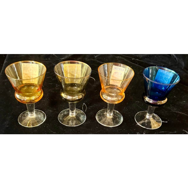 Glass Vintage Cocktail Liqueur Glasses - Set of 4 For Sale - Image 7 of 12