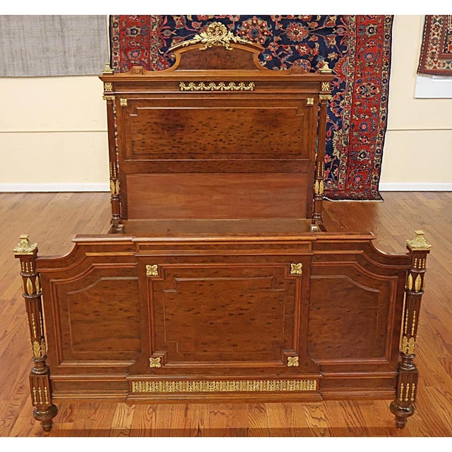 19th Century Bronze Mounted French Plum Pudding Acajou Mahogany Full Size Bed Dimensions : 66" Tall X 63" Wide X 80" Long...