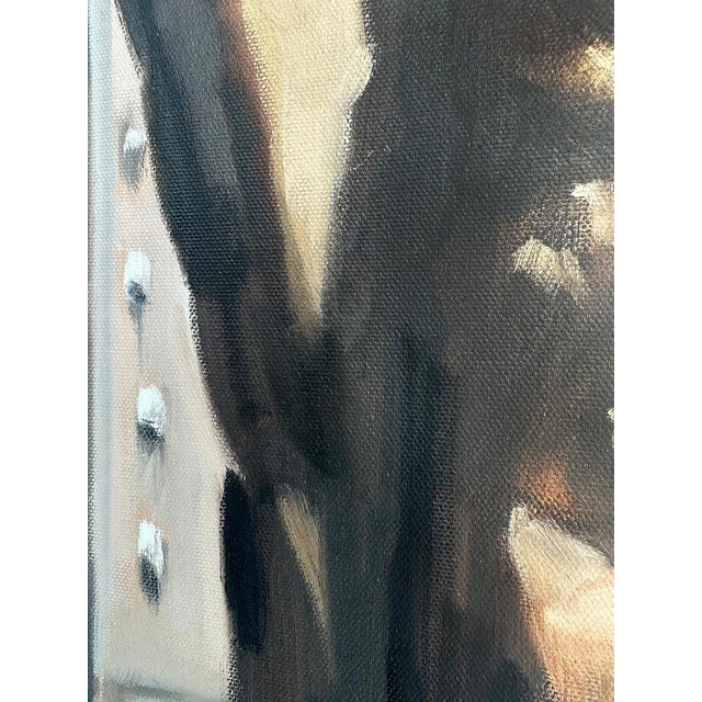 Blue Geiler Gonzalez Painting on Canvas "Man on Nyc Beam" For Sale - Image 8 of 12