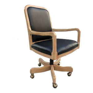 American Traditional Swivel-Tilt Executive Chair in Ebonized Aniline Leather From Hancock & Moore