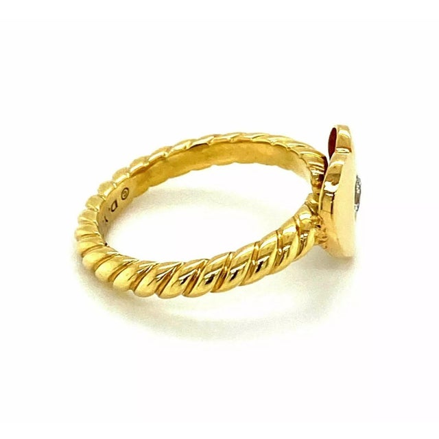 David Yurman Diamond 18k Yellow Gold Heart Cable Ring, Size 6.5 For Sale - Image 4 of 7