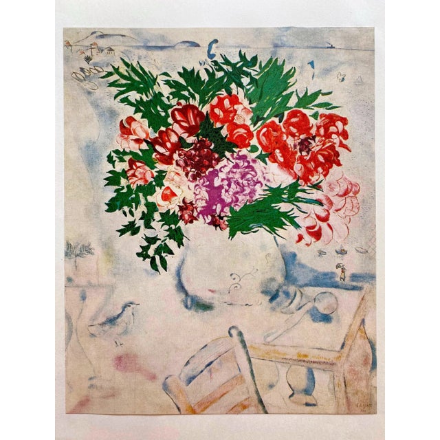 Marc Chagall Vintage 1958 First Edition Expressionist Lithograph Print " Flowers in Mourillon " 1926 For Sale - Image 9 of 11