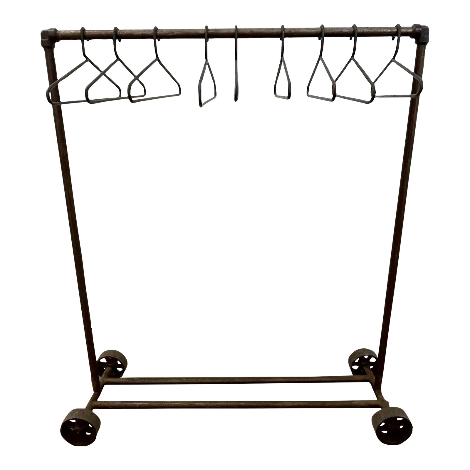 Industrial Rolling Garment Rack With Custom Hangers Chairish