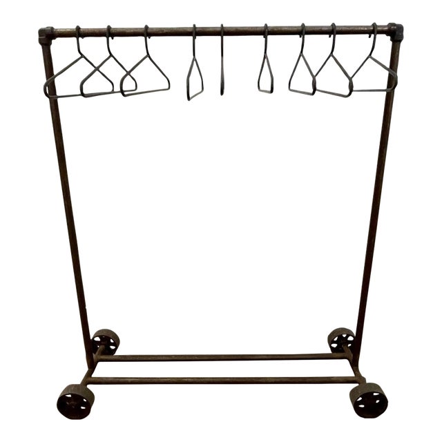 Industrial Rolling Garment Rack With Custom Hangers Chairish