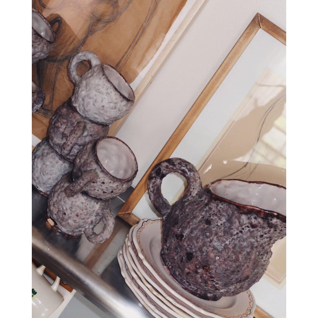1970s c.a.s. Vietri Fat Lava Ceramic Mug and Pitcher Set, 12 Pieces For Sale - Image 12 of 18