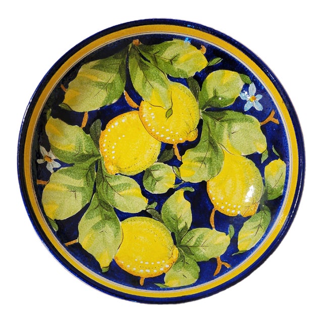 Vintage Hand-Painted Majolica Italian Decorative Bowl For Sale