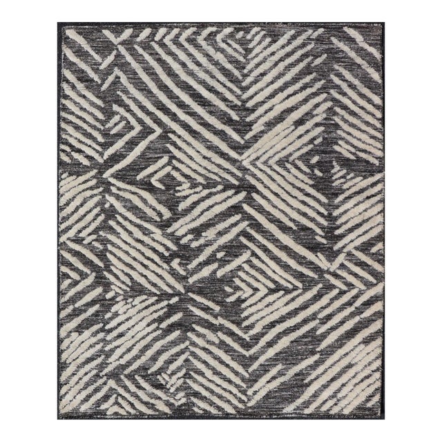 Small Area Rug With Contemporary Stripes Pattern on Dark Gray Background For Sale