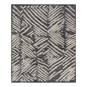 Small Area Rug With Contemporary Stripes Pattern on Dark Gray Background