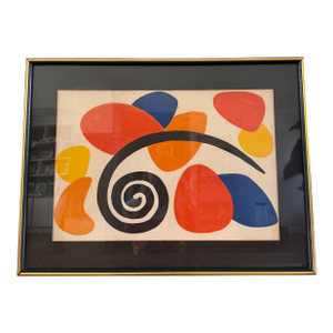 1970s Alexander Calder Mid-Century Modern Folio Lithograph, Framed