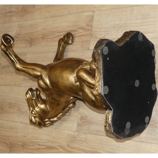 Small Gilt Horse Coffee Table with Smoked Glass Top, 1970s For Sale - Image 11 of 12