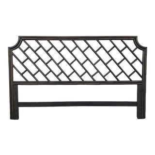 Chinese Chippendale Bamboo King Size Pagoda Headboard For Sale