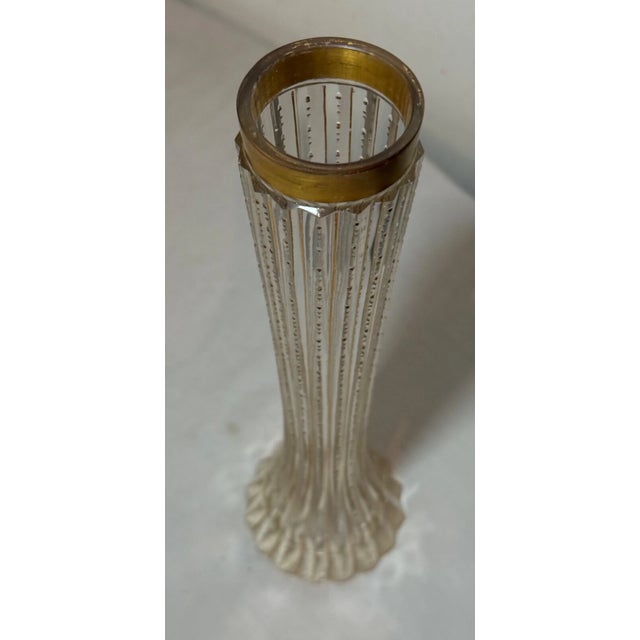 Moser Glassworks Antique Handmade Czech Moser Cut Gold Gilded Glass Crystal Bud Flower Vase For Sale - Image 4 of 11