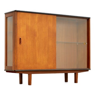 1960s Mid Century Teak China Display Cabinet For Sale